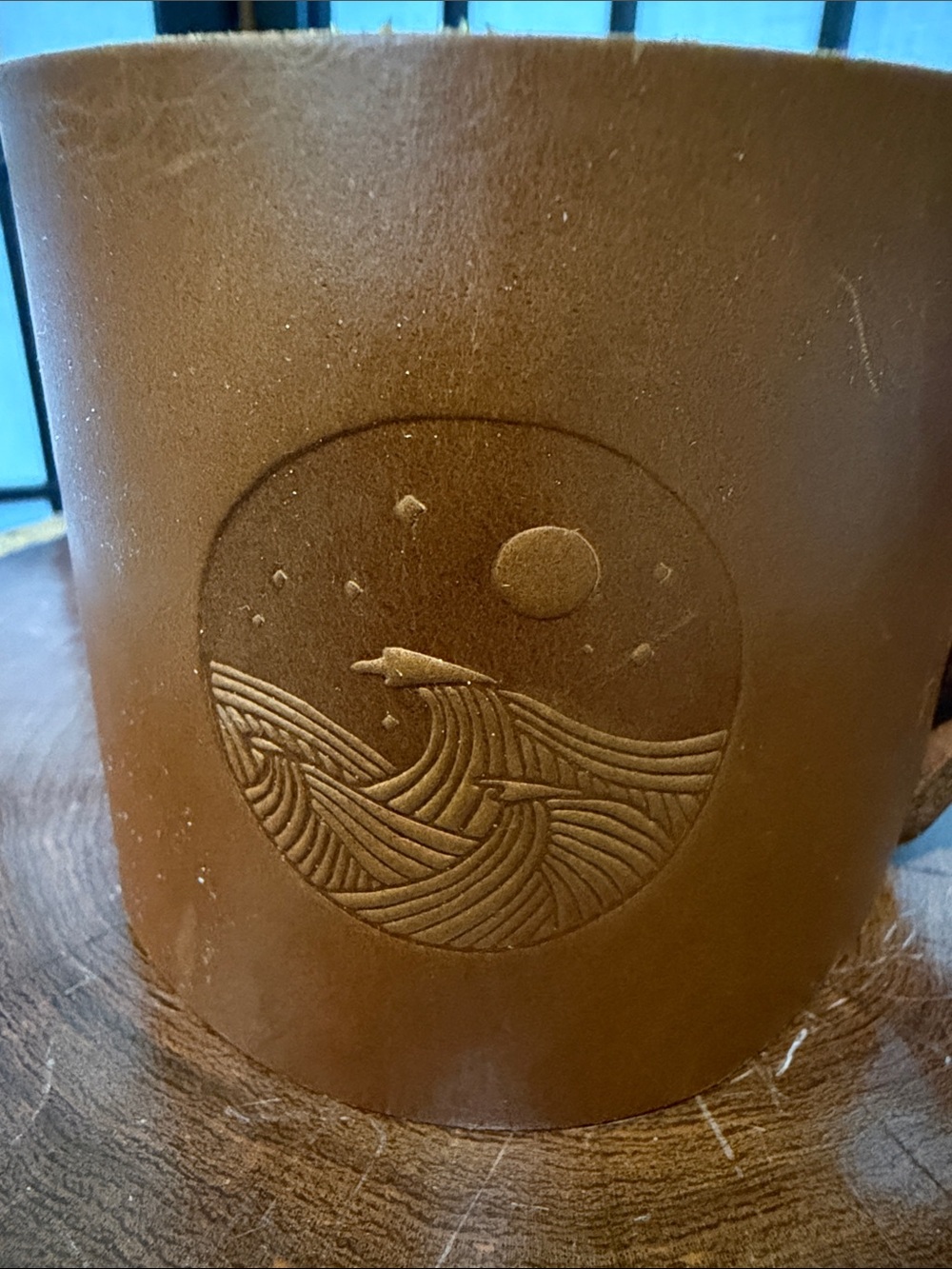 Portland Leather Goods PLG Warm Brown Leather Cup coffee Holder with Handle NWOT - Picture 2 of 5